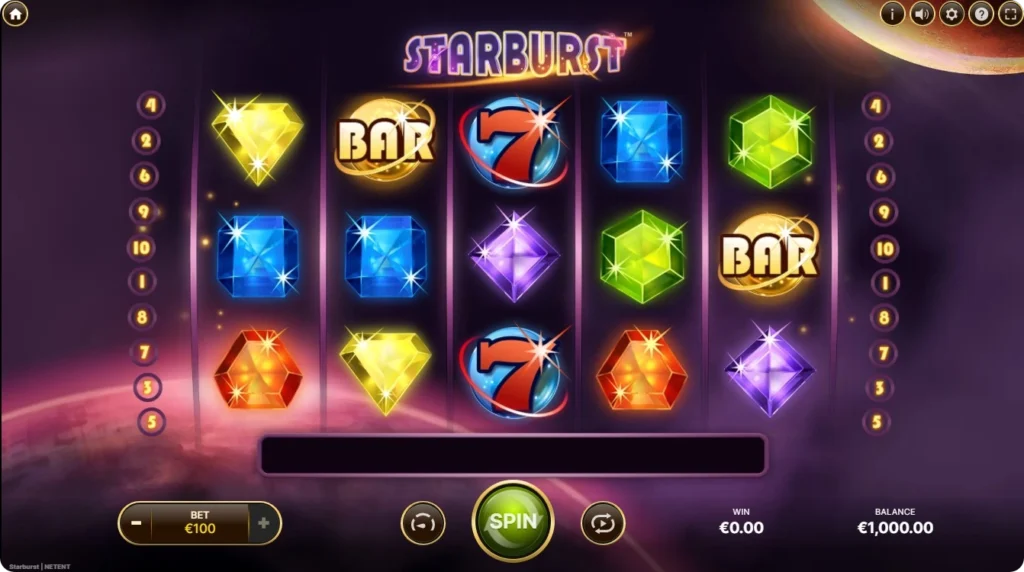 Starburst slot by NetEnt screenshot